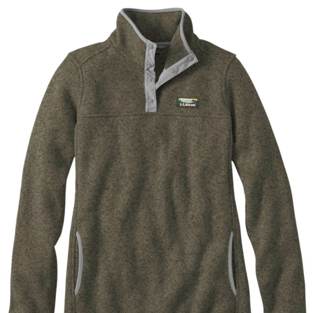 LL Bean Sweater Fleece Pullover W M Kelp Green